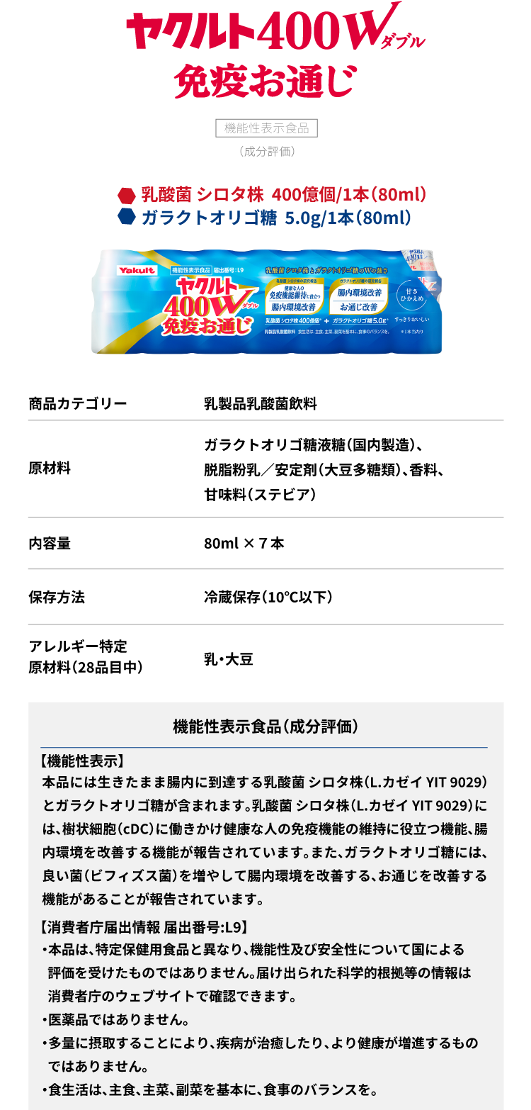 ヤクルト400W免疫お通じ